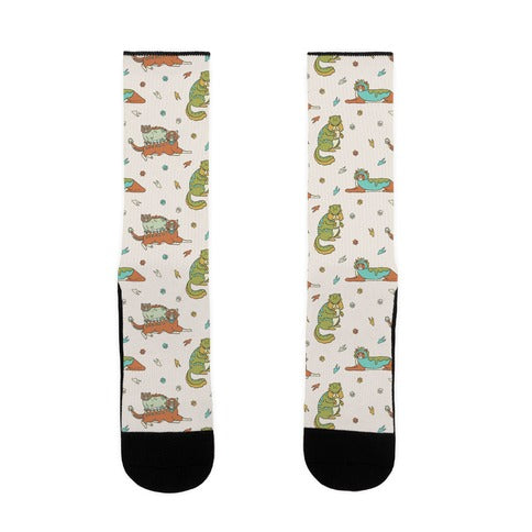 Cats Wearing Dinosaur Costumes Socks