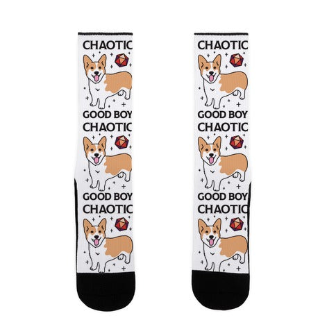 Chaotic Good Boy Corgi Socks