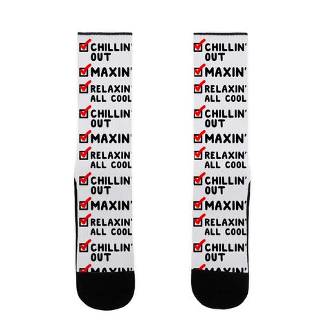 Chillin' Out Maxin' Relaxin' All Cool Checklist Socks