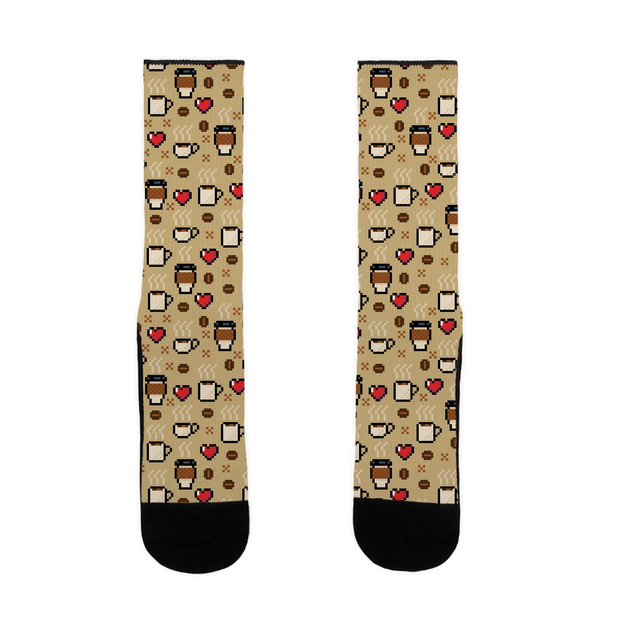Coffee Pixel Art Pattern Socks