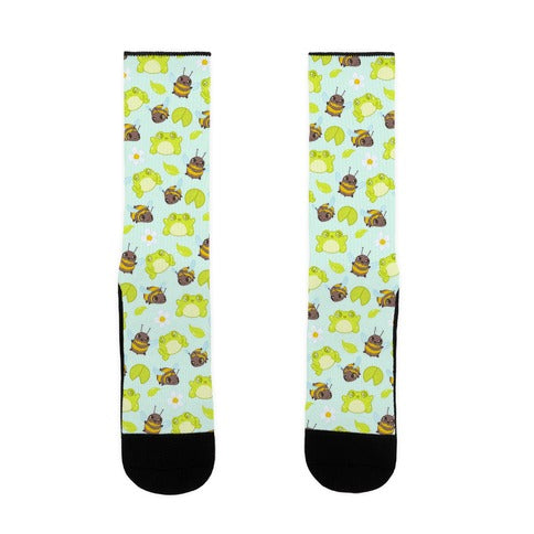 Cute Bees and Frogs Pattern Socks