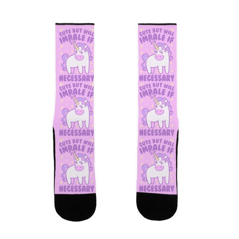 Cute But Will Impale If Necessary Unicorn Socks