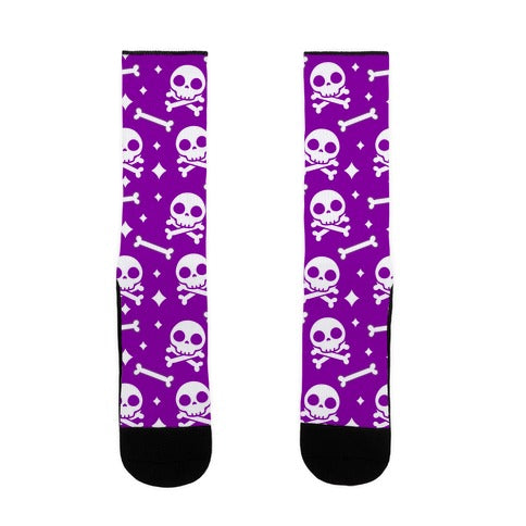 Cute Skull N' Bones Pattern (Purple) Socks