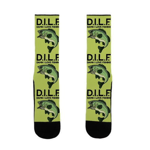 D.I.L.F. Damn I Love Fishing Socks