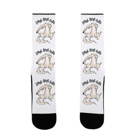 Derpy Dog Borzoi Lerng Ners Derg Socks