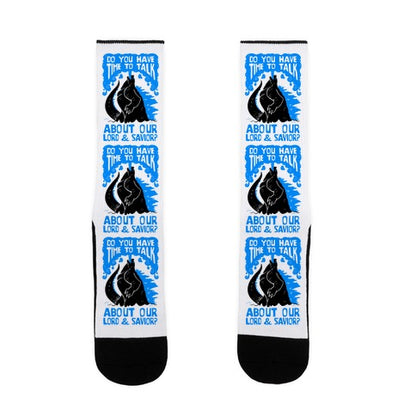 Do You Have Time To Talk About Our Lord And Savior Godzilla Christ? Socks