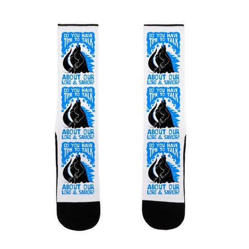 Do You Have Time To Talk About Our Lord And Savior Godzilla Christ? Socks