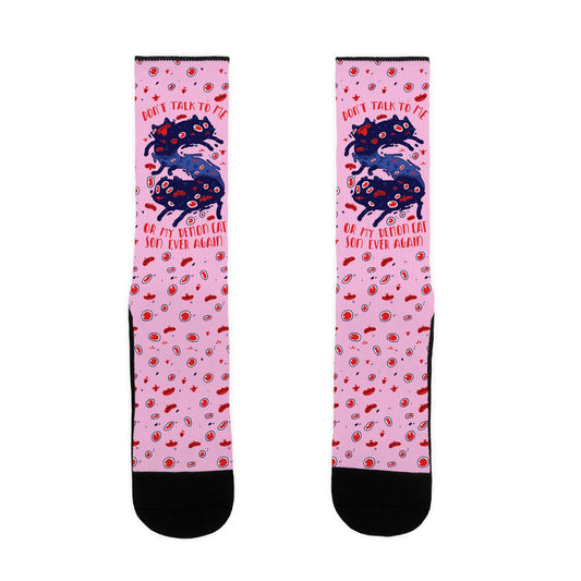 Don't Talk to My Demon Cat Son Socks