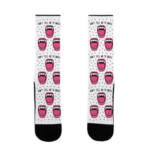 Don't Tell Me To Smile Fangs Socks