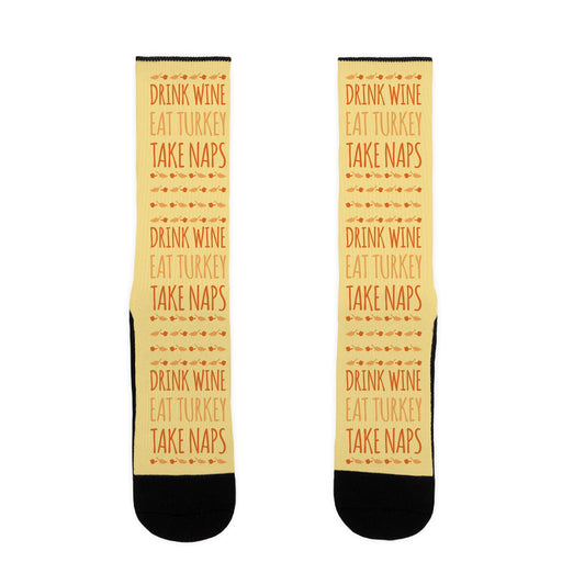 Drink Wine Eat Turkey Socks