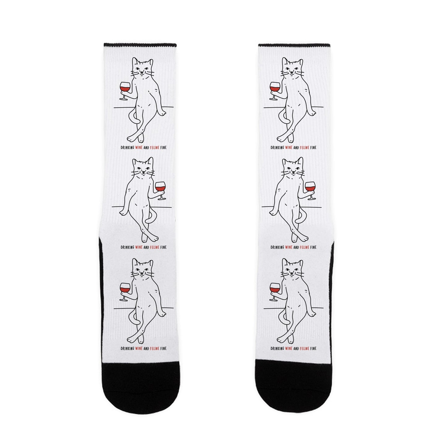 Drinking Wine And Feline Fine Socks