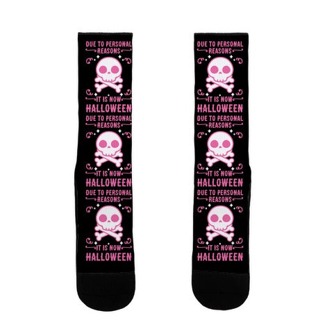 Due To Personal Reasons It Is Now Halloween Skull (Pink) Socks