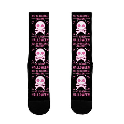 Due To Personal Reasons It Is Now Halloween Skull (Pink) Socks