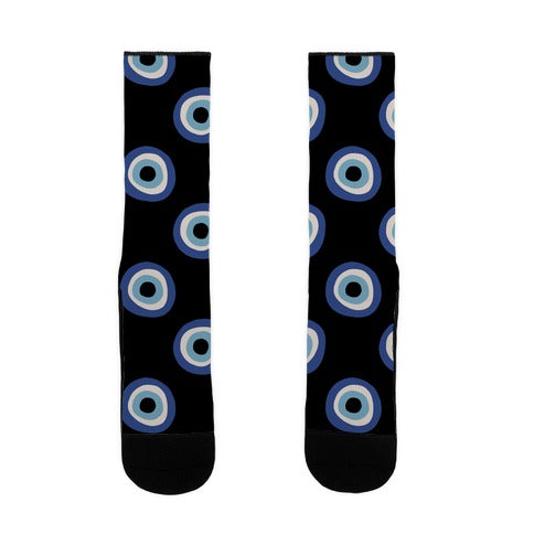 Evil Eye Pattern Black Socks