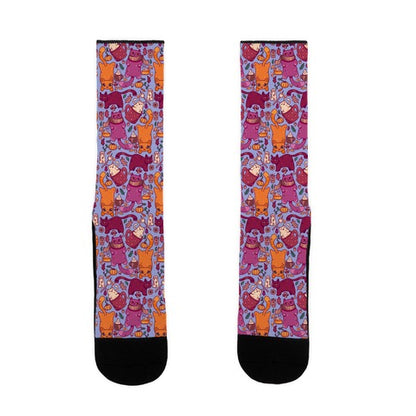 Fall Cats Pattern Socks