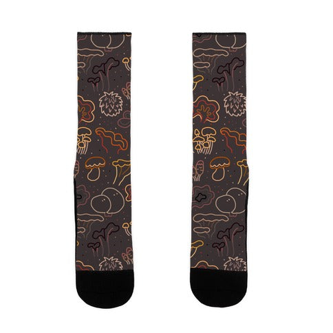 Fall Mushrooms (Dark Background)  Socks