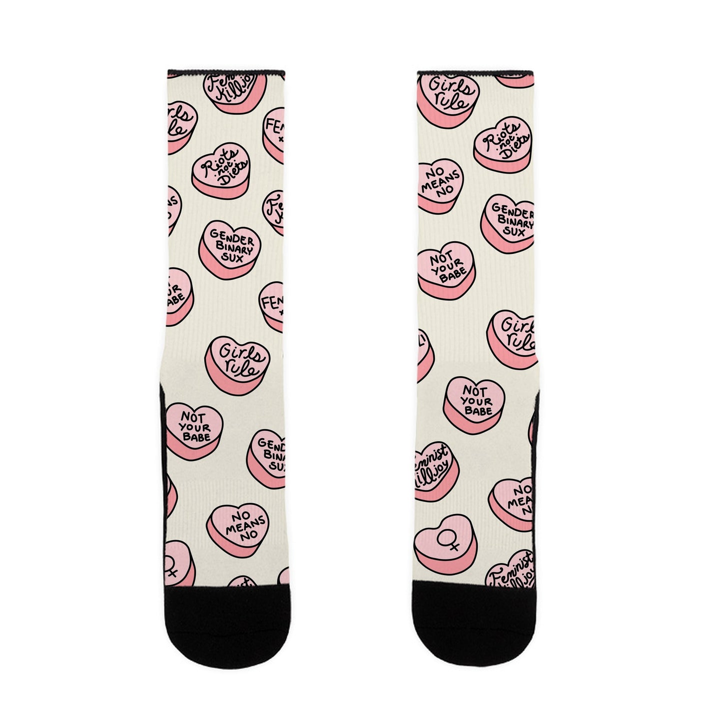 Feminist Conversation Hearts Socks