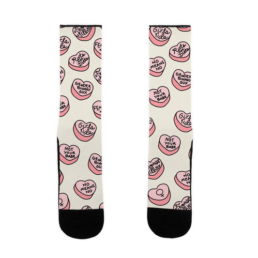 Feminist Conversation Hearts Socks