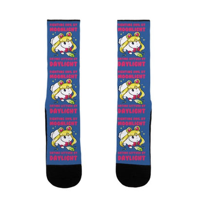 Fighting Evil By Moonlight Eating Lettuce By Daylight Socks