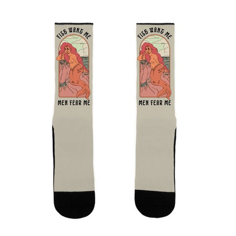 Fish Want Me Men Fear Me Mermaid Socks