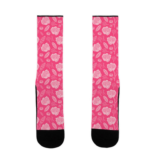 Floral and Leaves Pattern (Pink) Socks