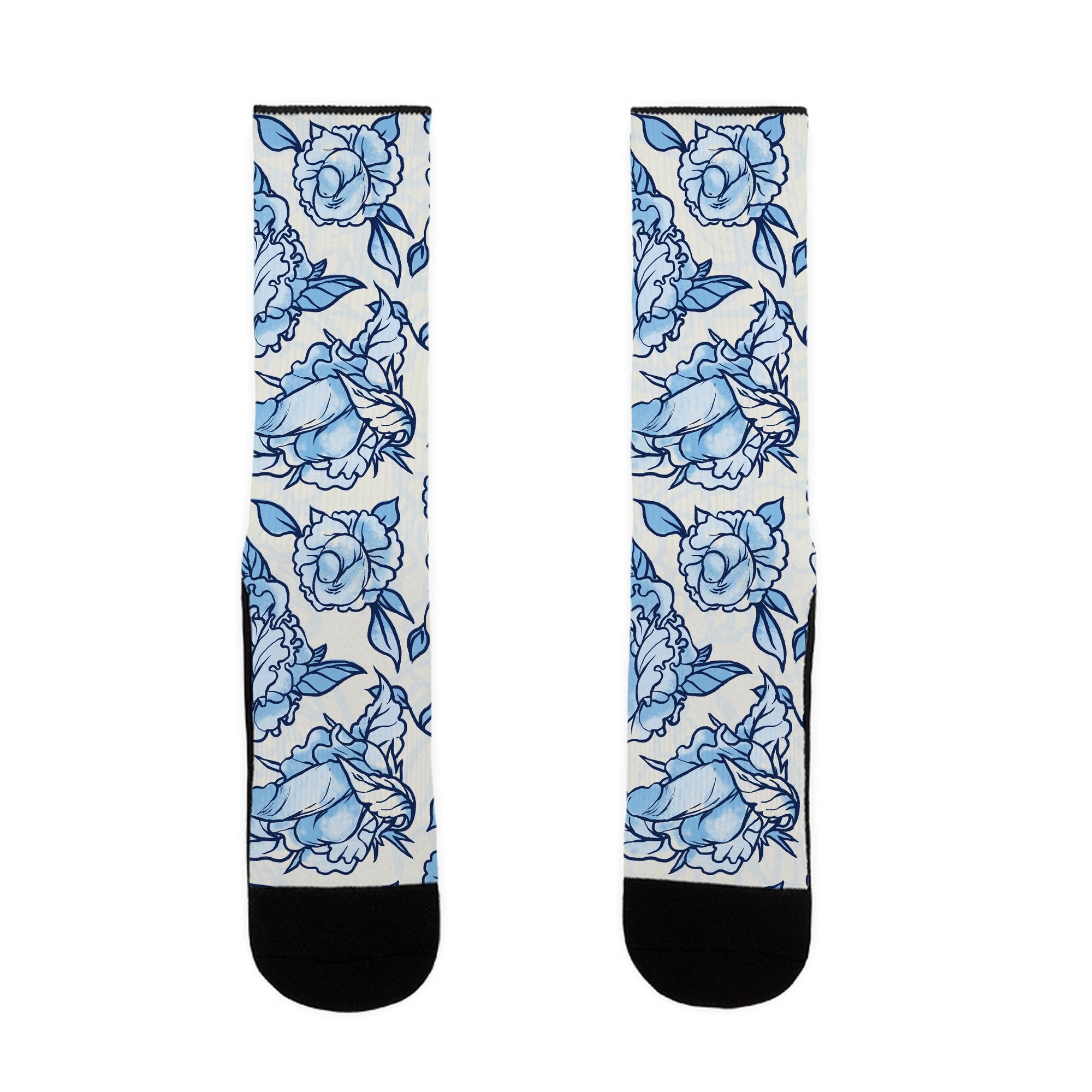 Floral Penis Pattern Blue Socks