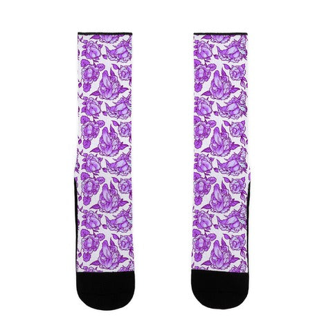 Floral Penis Purple Socks