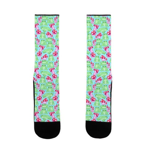 Frogs and Fungus Pattern Socks