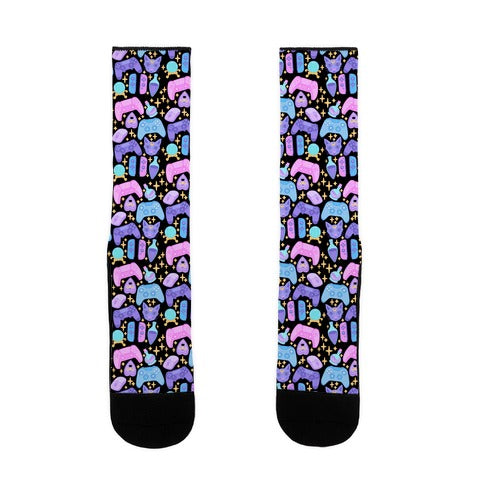 Gamer Witch Pattern Socks