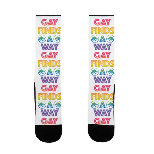 Gay Finds A Way Jurassic Park Parody Socks