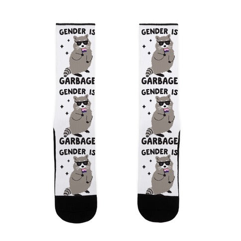 Gender Is Garbage Gender Fluid Raccoon Socks