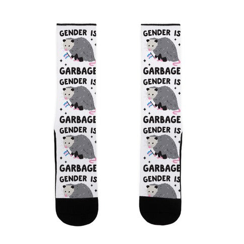 Gender Is Garbage Trans Opossum Socks