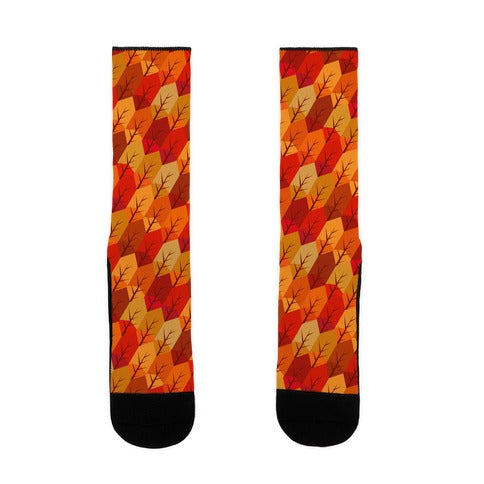 Geometric Fall Leaf Pattern Socks