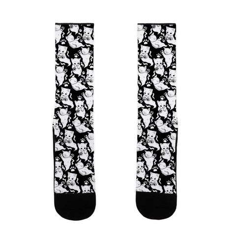 Ghost Kittens Pattern Socks