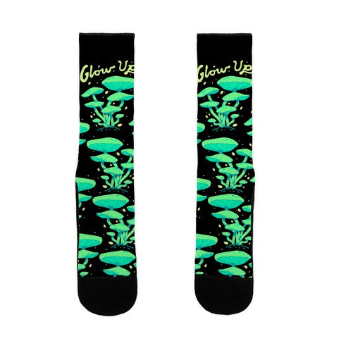Glow up Bioluminescent Mushrooms Socks