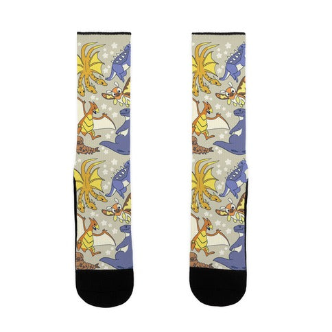 Godzilla and Friends Pattern Socks