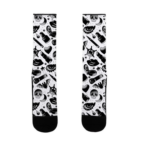 Goth Makeup Pattern Socks
