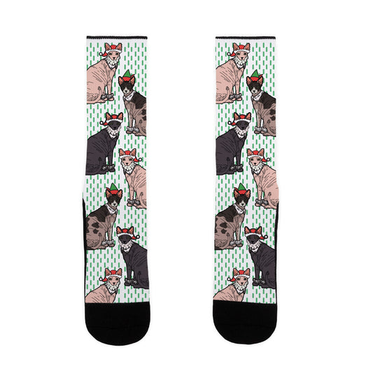 Hairless Cat Christmas Pattern Socks