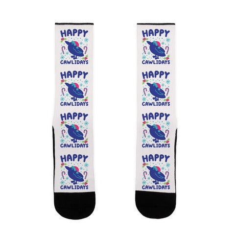 Happy Cawlidays Crow Holiday Parody Socks