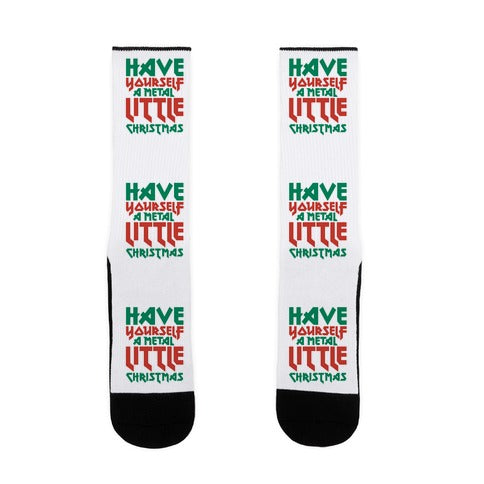 Have Yourself A Metal Little Christmas White Print Socks