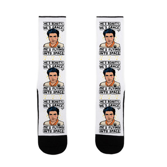 He's Beauty He's Grace He's Flying Into Outer Space Parody Socks