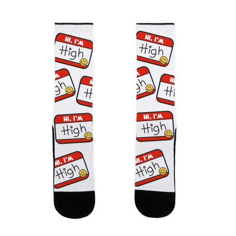 Hi, I'm High Name Tag Socks