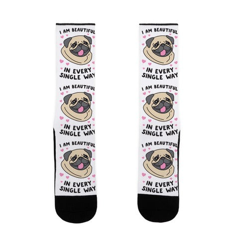 I Am Beautiful Pug Socks