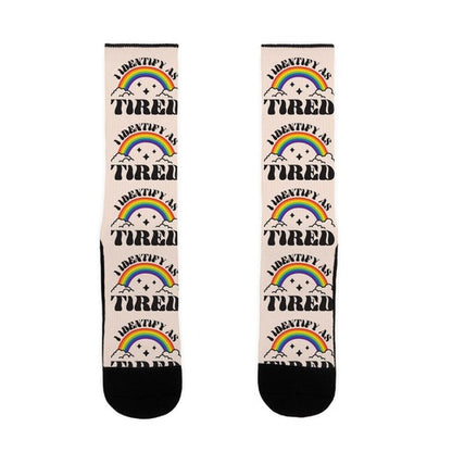 I Identify As Tired Rainbow Socks