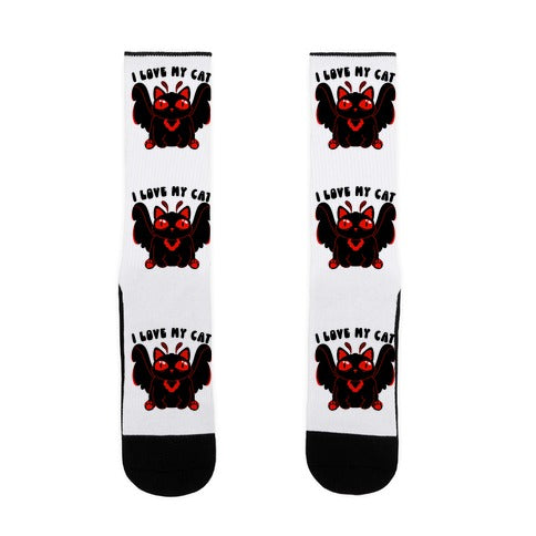 I Love My Cat Mothman Socks