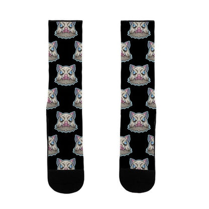 Inosuke Mad Boar Pattern Black Socks