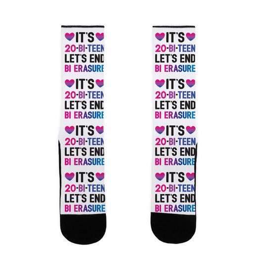 It's 20-Bi-Teen Let's End Bi Erasure Socks