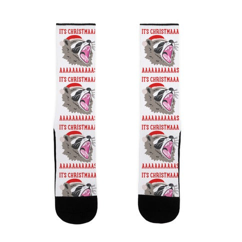 It's Christmas Screaming Raccoon Socks