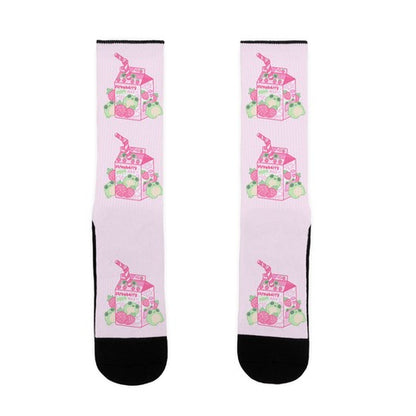 Kawaii Strawberry Frog Milk Socks