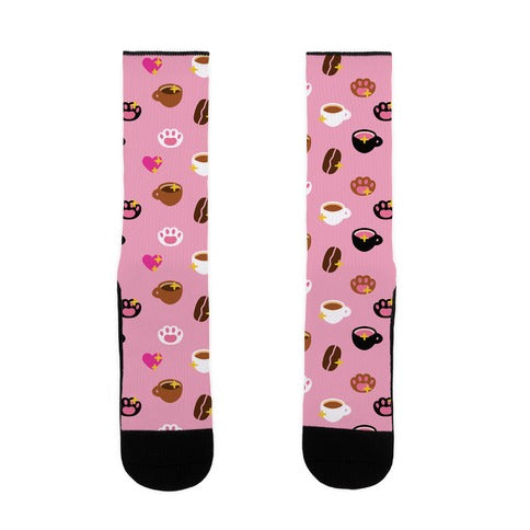 Kitty Coffee Beans Pattern Socks
